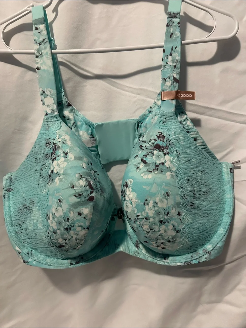 Floral Light Aqua Full Coverage Bra